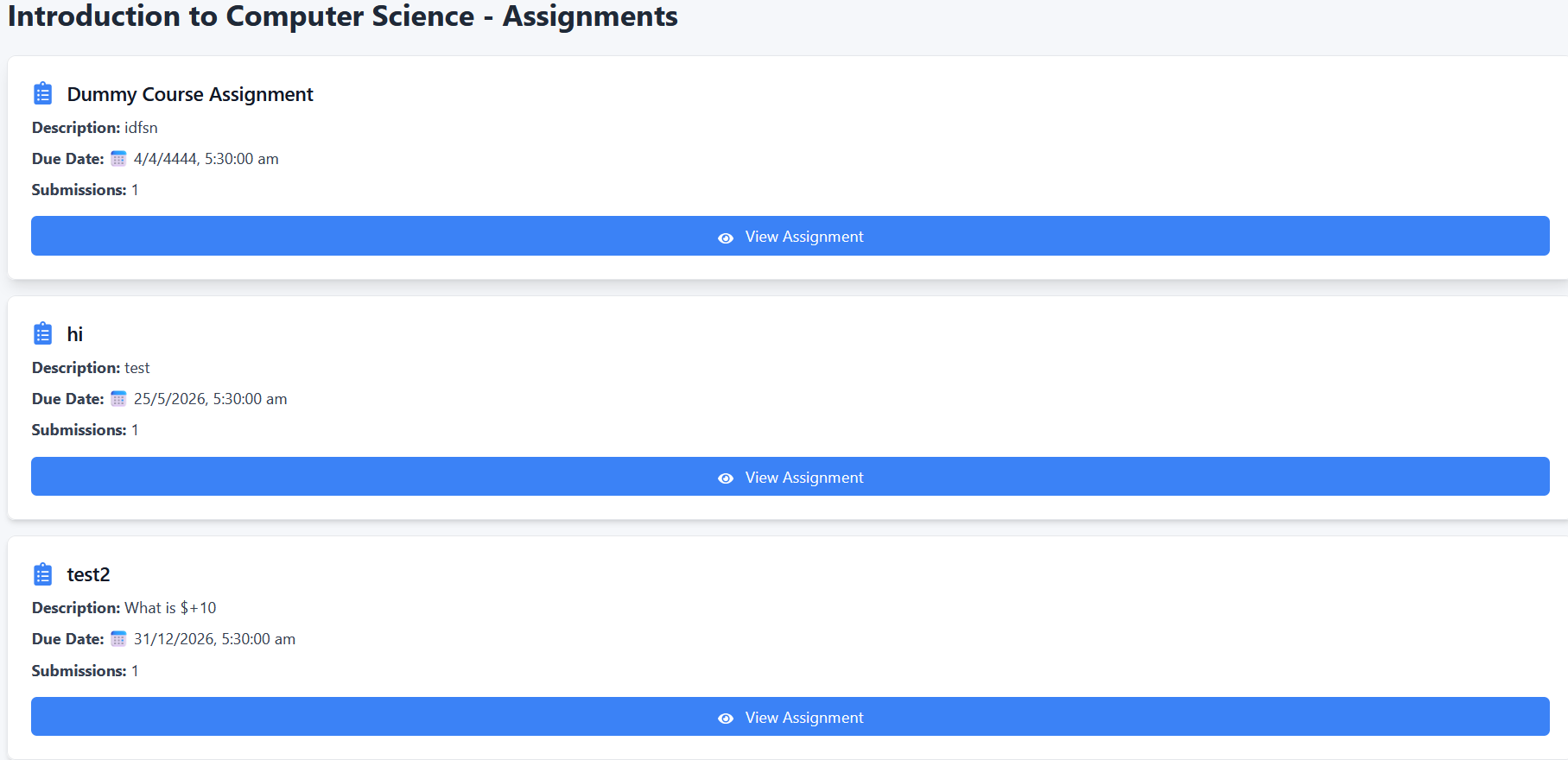 Assignments List
