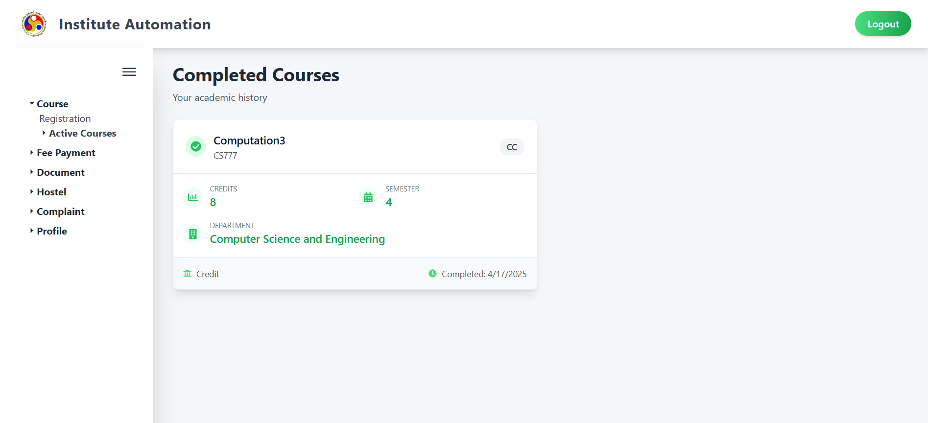Completed Courses