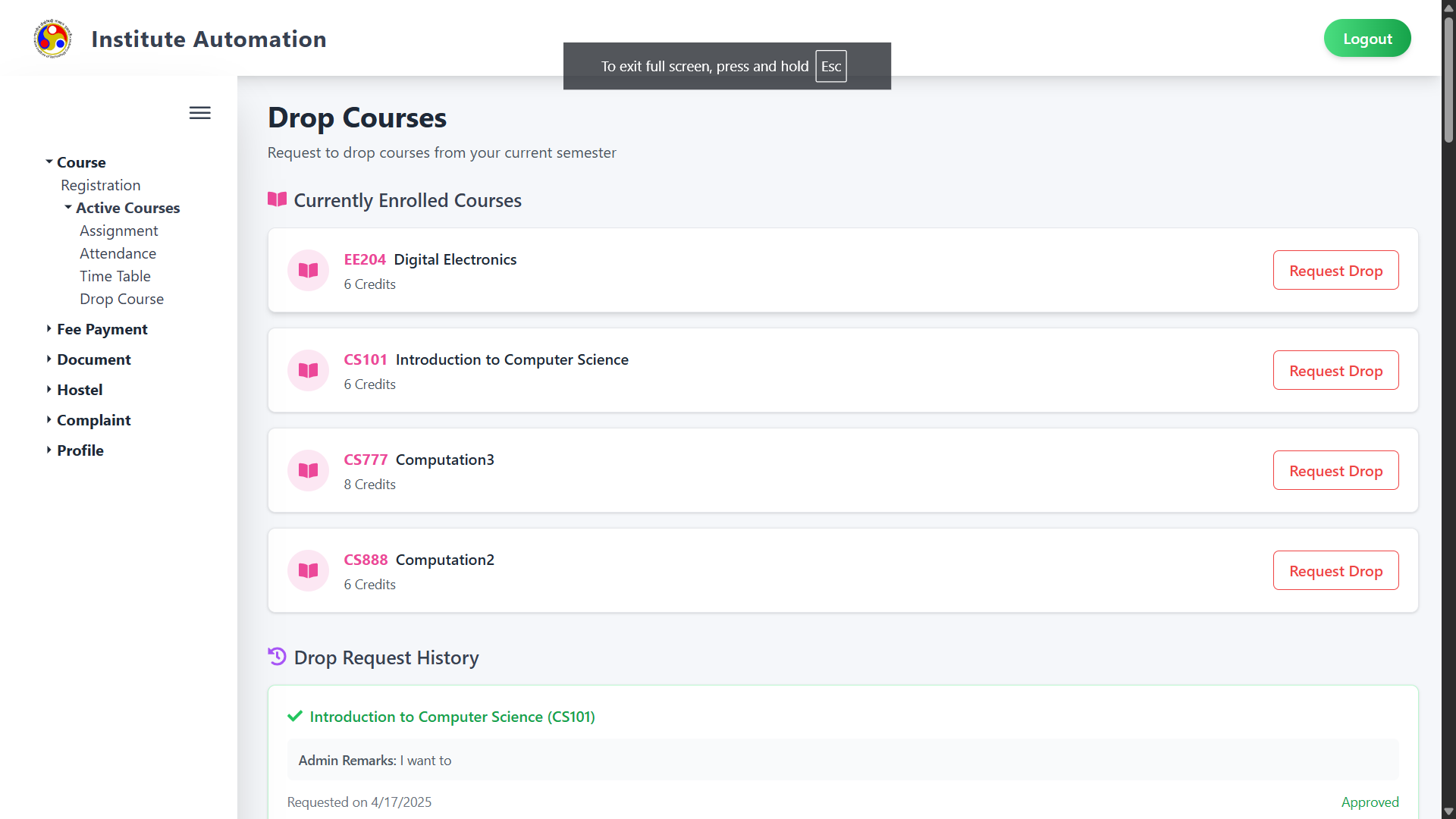 Currently Enrolled Courses
